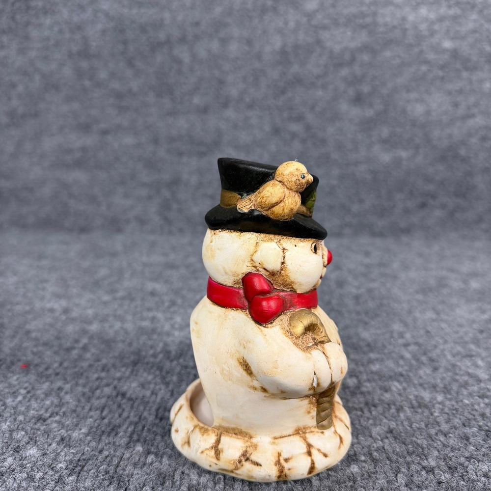 Vintage Snowman Candle Holder Porcelain Winter Tea Light German Christmas Decor - Picture 6 of 12